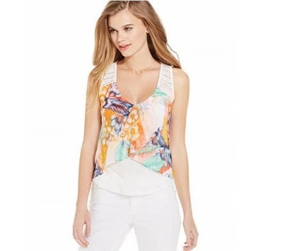 全新带标签:Jessica Simpson Mirabella 背心上衣,白色木槿,尺寸:XL — 第 1/4 张图片