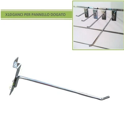 - SENZA MARCA/GENERICO – 10 Ganci espositori porta blister 20 cm per pannello dogato in metallo negozi