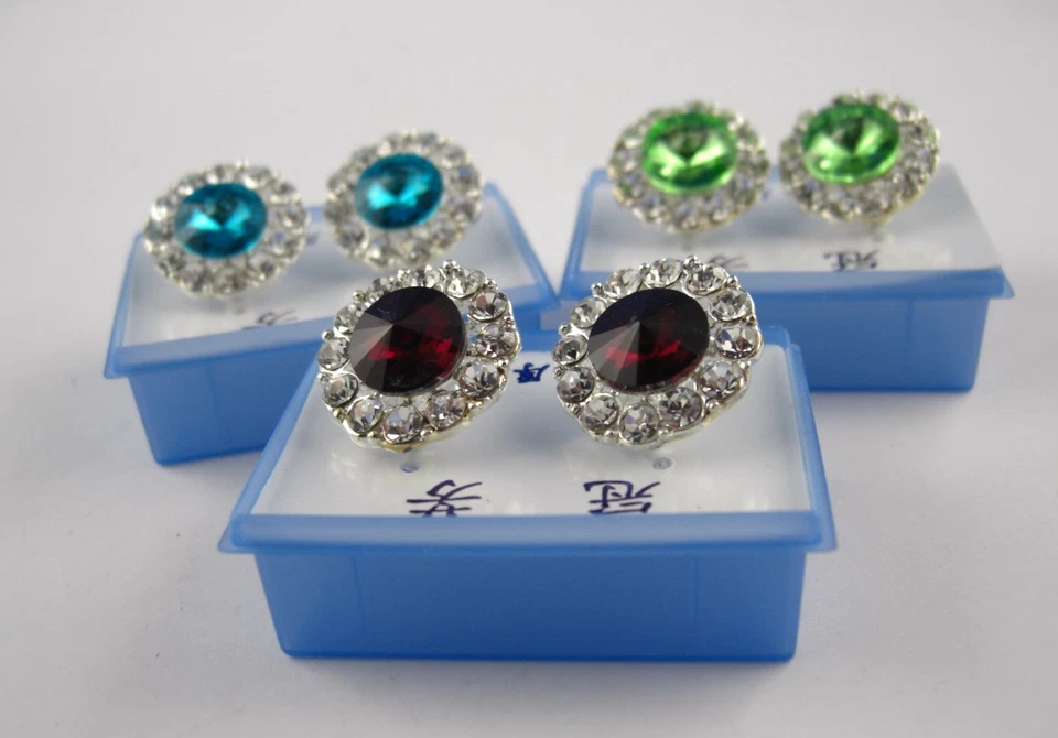  Ohrringe Ohrstecker Strassteine und Peridot, Granat, Aquamarin Schmuckstein - Bild 1 von 1