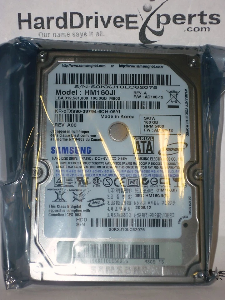 New Samsung HM160JI 160gb 5400rpm SATA 2.5" Hard Drive Dell p/n 0TX990 (TX990) - Image 1 of 1