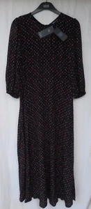 VESTIDO MAXI MUJER MARK AND SPENCER NEGRO MEZCLA MANCHADO MANGA 3/4 TALLA 12 - Imagen 1 de 6