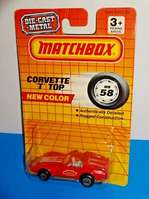 Matchbox 1992 Release MB 58 Corvette "T" Top Red w/ Gray China Base NEW COLOR - Image 1 of 2