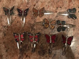 90’s Glitter Butterfly 90’s club Delias Hair Barrettes Snap Clips vintage Enamel - Picture 1 of 7