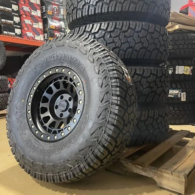 4) Ruedas 17x9 negras Rhino Primm neumáticos 37" Yokoama XAT AT 5x5 Jeep Gladiator JT Foto 1 de 4