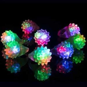 LED Light Up Ring Bumpy Rings Flashing Bumpy Jelly Ring Light-Up Toy Birthday - Picture 1 of 6