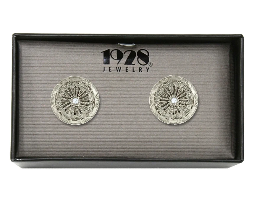 Gemelos Victorian High Society de cristal simulado tono plateado sin usar, en caja Foto 1 de 3