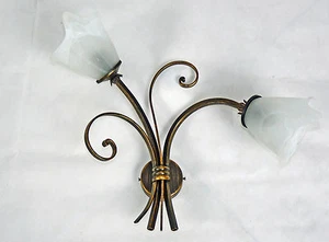 Applique rustico antico ferro battuto lampada led vetro cristallo Italy art.684  - Picture 1 of 3