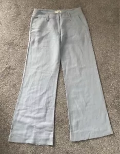 Pantaloni da donna toast taglia UK 12 lino e cotone gamba larga blu chiaro - Foto 1 di 7