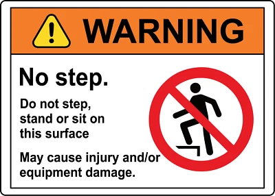 LEETPRINTS OSHA WARNING! DO NOT STEP STAND SIT SURFACE| Laminated Vinyl Decal Sticker Label