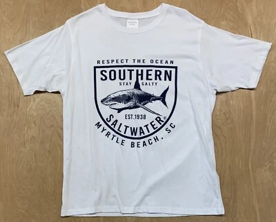 Southern Saltwater Myrtle Beach SC Stay Salty Est. Camiseta 1938 talla grande blanca Foto 1 de 4
