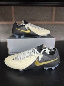 NIKE PHANTOM GX 2 ELITE FG FOOTBALL BOOTS WHITE BLACK GOLD SIZE UK 7 WITHOUT BOX - Picture 1 of 5