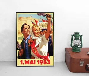 Poster DDR 1. Mai 1953 FDGB Plakat / Propaganda / Sozialismus GDR Gewerkschaft - Picture 1 of 3