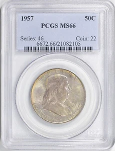 1957 FRANKLIN HALF DOLLAR PCGS MS66 - Picture 1 of 3