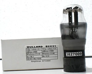 ECC31 MULLARD NOS Black Plate Made in GT,Britain Amplitrex Tested #3827009 - Picture 1 of 5