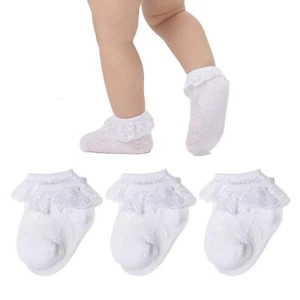 Baby Lace Socks 3 Pack Toddler Baby Girls' Ruffle Frilly Socks Eyelet Princes... - Picture 1 of 7