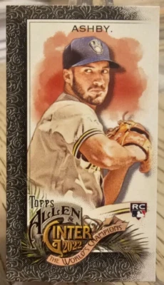 2022 Topps Allen & Ginter Mini Black Border Aaron Ashby RC #174 Brewers - Image 1 of 2