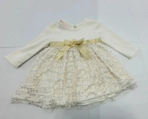 Girls Bonnie Baby Ivory Gold Multi Layered Dress Size 6-9 Months Long Sleeve - Picture 1 of 10