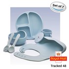 Baby Weaning Set - Pink or Blue - Set of 7 - Silicone- (Shipping From UK)