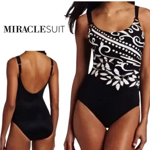 Traje de baño adelgazante MIRACLESUIT negro blanco dorado Hamden mezclado con aros US10 - Imagen 1 de 10