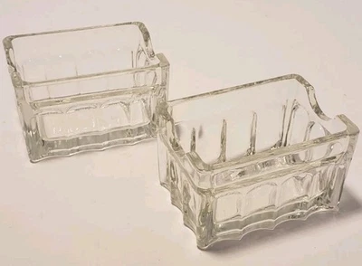 Soporte para paquetes de azúcar de vidrio transparente acanalado de 2 vidrio ~ pesado ~ usado Foto 1 de 4