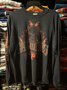 Vintage Y2K Easyriders Motorcycles Flames Graphic Long Sleeve Size Large Anvil  - Bild 1 von 8