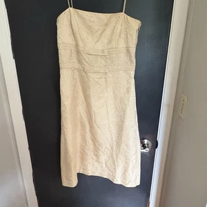 Ann Taylor Dress - Size 8 - Gold Shimmer Lace Party Event Sheath - Worn 1x - Picture 1 of 16