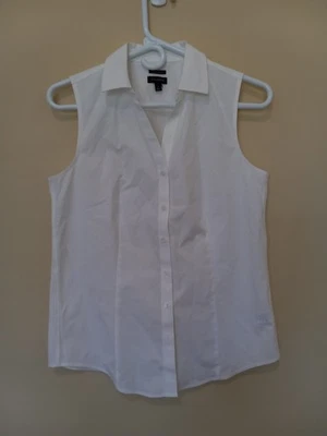 TALBOTS Women's White Wrinkle Resistant Button Top Casual Career Cotton Spand 2 - Image 1 of 4