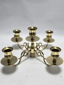 Vintage Brass 5-Arm Candelabra Elegant Scroll Design Taper Candle Holder Decor - Picture 1 of 17