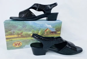 SAS Suntimer Sandalen schwarz Krokoprägung Leder - Größe 11 N - neu im Karton - Bild 1 von 13
