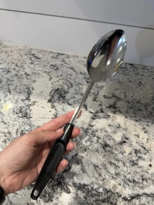 Foley Chrome Plate Serving Solid Spoon 13" Black Handle USA - Image 1 of 4