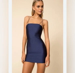 Mini Vestido Superdown Kiki Azul Bodycon Correas Giratorias Fiesta S - Imagen 1 de 8