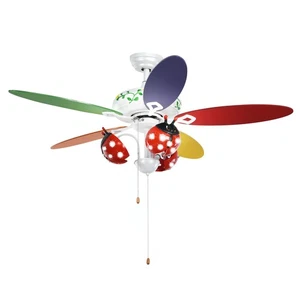 52" Ceiling Fan with Light Kids Fan Light w/Pull Chain Control Beetle Multicolor - Picture 1 of 11