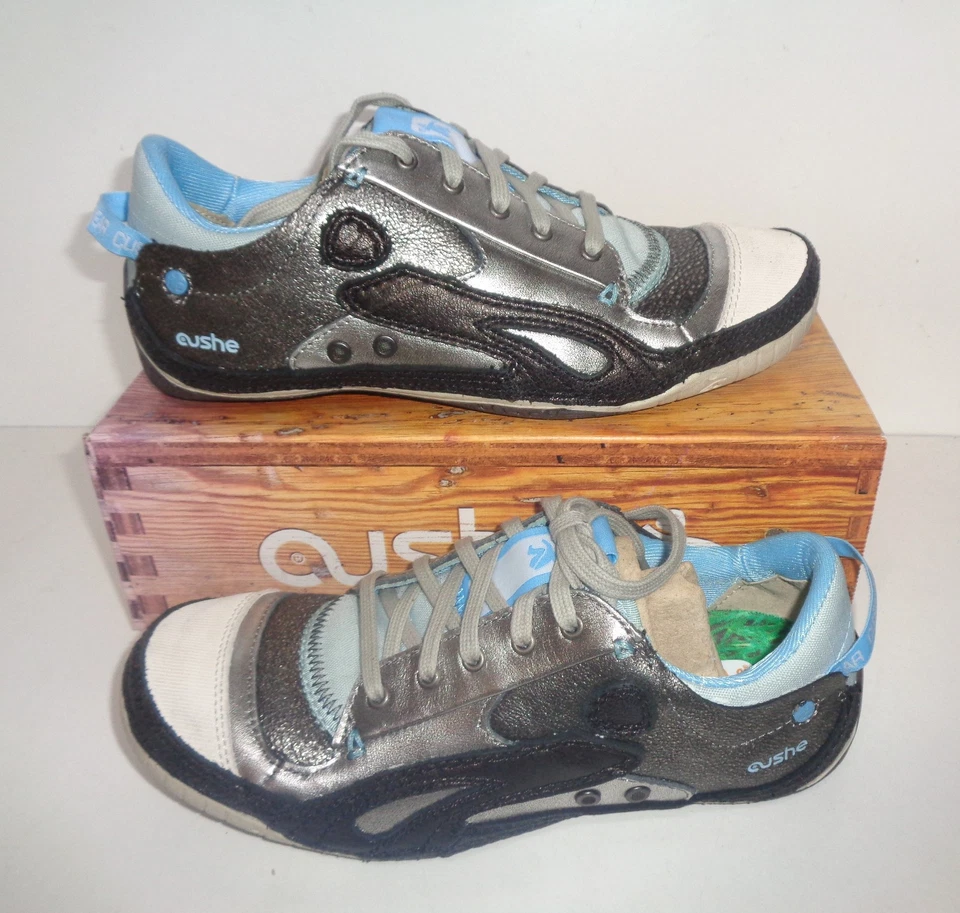 New Ladies Leather Silver Casual Trainers Womens Rare Shoes RRP £79 UK Size 5 - Image 1 of 4