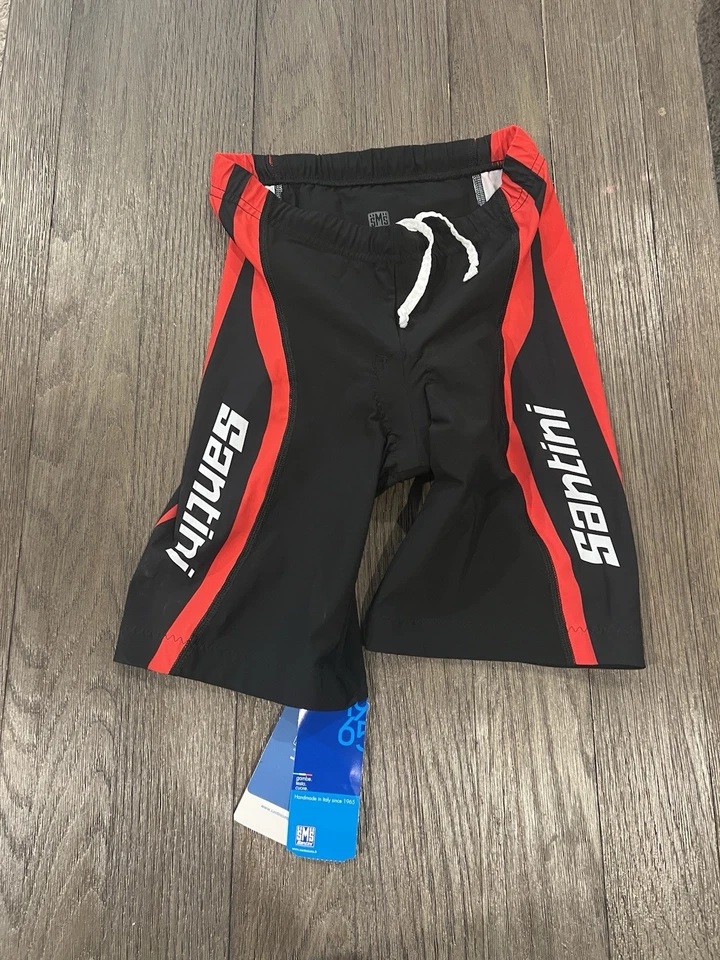 Mens Santini Red Black Padded Triathlon Cycling Shorts 2XL New - Image 1 of 2