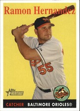 2007 Topps Heritage Baltimore Orioles Baseball Card #429 Ramon Hernandez SP