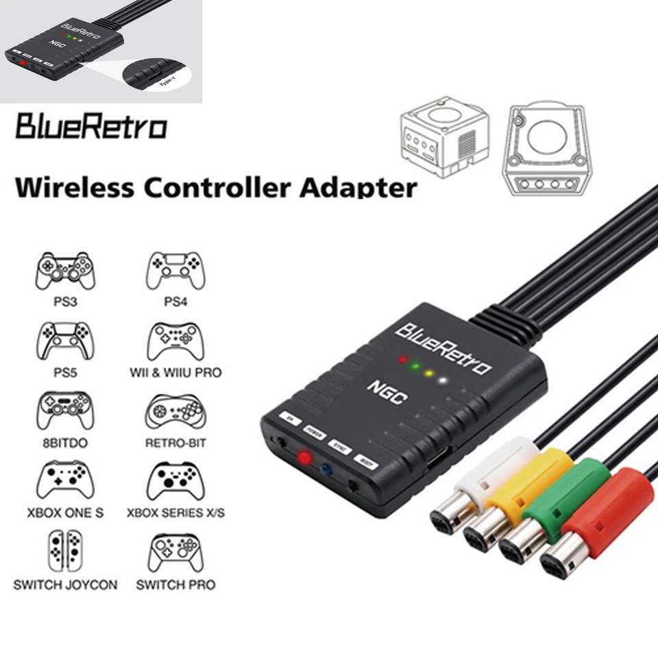 Wireless Controller Bluetooth Adapter Gamepad for NGC GameCube Console - Image 1 of 4