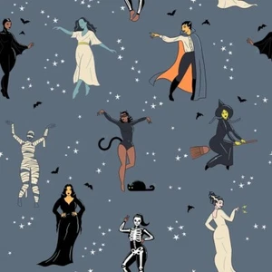 Fat Quarter Moda Good Spirits Halloween Costumes Mummy Witch 100% Cotton Fabric - Picture 1 of 4