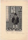 Plaque de livre Exlibris gravure Walter jambe aide 1893-1984 Kaufmann Globus Hermès