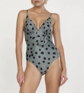 Maryan Mehlhorn Credo Plunge Wrap Tie One Piece Swimsuit SZ 12 C Cup EUC  - Picture 1 of 5