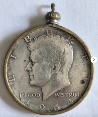 Mezzo dollaro 1964 argento con ciondolo - Immagine 1 di 2