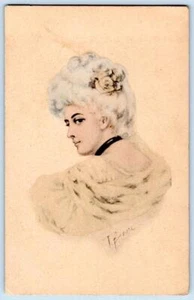 HERMOSA GARGANTILLA NEGRA MUJER 1910 FIRMADA ROSA PERFECCIÓN POSTAL - Imagen 1 de 2