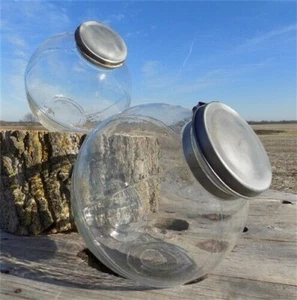 2 Round Jars, Canister Jars, Kitchen Storage, Candy Cookie, Counter Display, - Picture 1 of 4