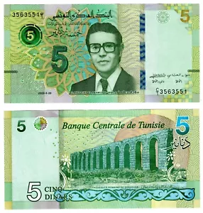 2022 Tunisia 5 Dinar Banknote P98 UNC - Picture 1 of 1