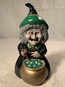VTG Ceramic Witch w/Cauldron Red Eyes Do Not Light Up. Halloween Figurine. - Picture 1 of 9