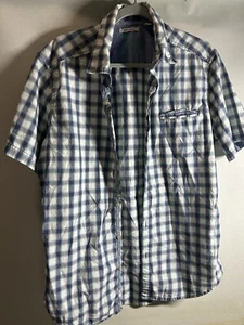 Men’s Mexx Resort Collection Large Button Down Short Sleeve Blue White Green - Picture 1 of 8