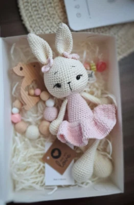 Crochet Animal Handmade Toys Funny Bunny Doll Amigurumi Cute Rabbit Baby Gift - Image 1 of 4