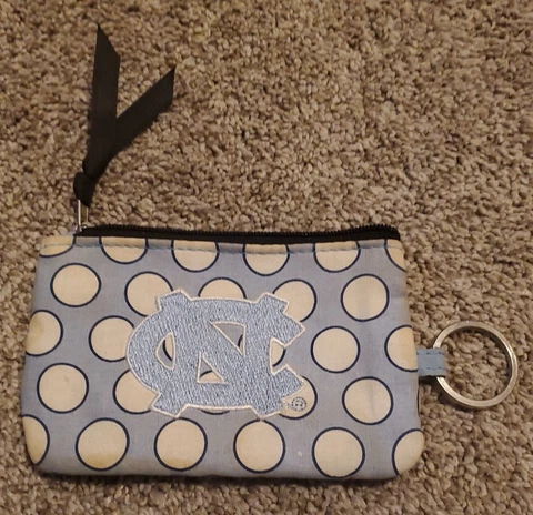 North Carolina Tar Heels  NCAA  Ladies Polka Dot Coin Purse w/ ID Holder Cover