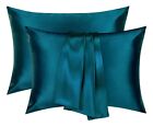Satin Pillow Case 2 Pack, Silky Pillowcases for Hair Skin - Navy Housewife...