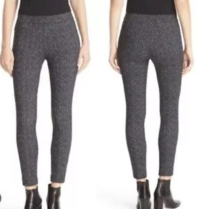 THEORY Adbelle Tweed Twill Speckled Stretch Legging Pants Black Gray White Sz S - Picture 1 of 5