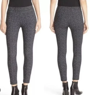 Pantalones Legging THEORY Adbelle Tweed Sarga Elástica Moteada Negro Gris Blanco Talla S Foto 1 de 4